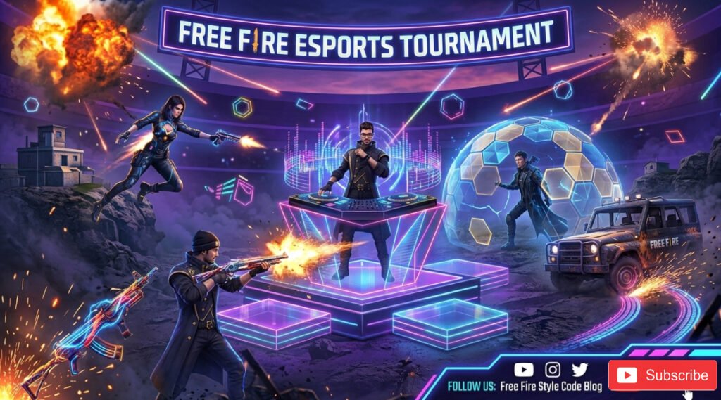 Bright Neon Free Fire Live Tournament Gaming Banner