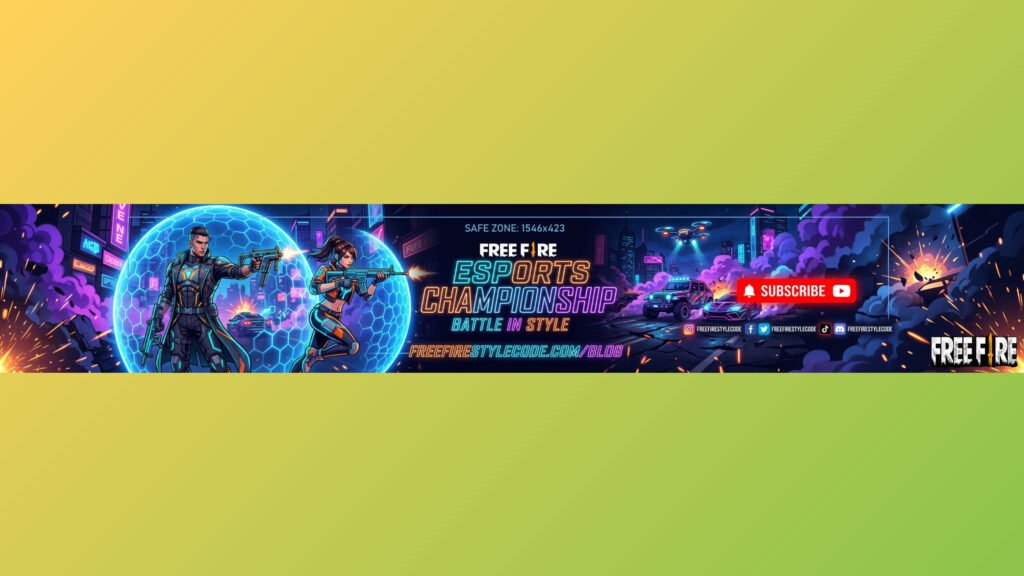 Colorful Free Fire Gaming Banner With Vector Art
