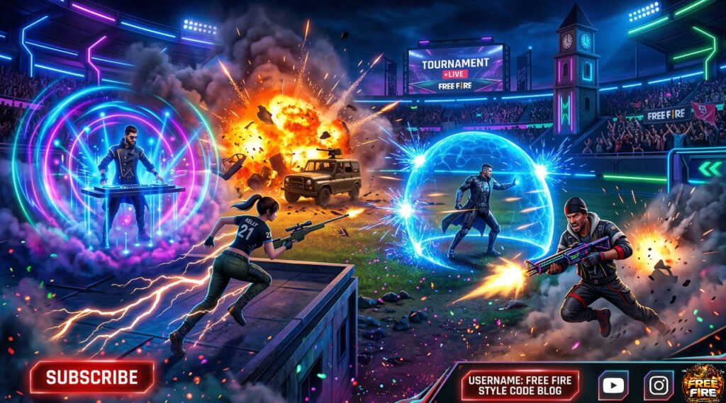 Cool Neon Free Fire Live Battle Tournament Banner