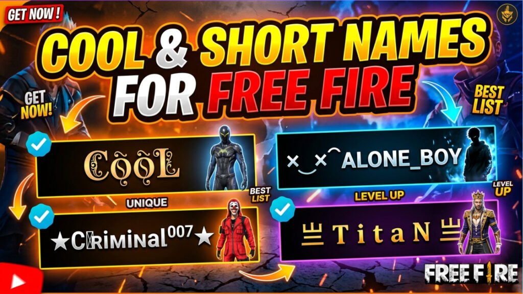 Cool & Short Names For Free Fire