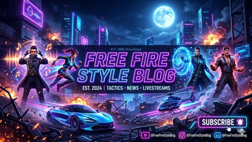 Cool neon style Free Fire banner design