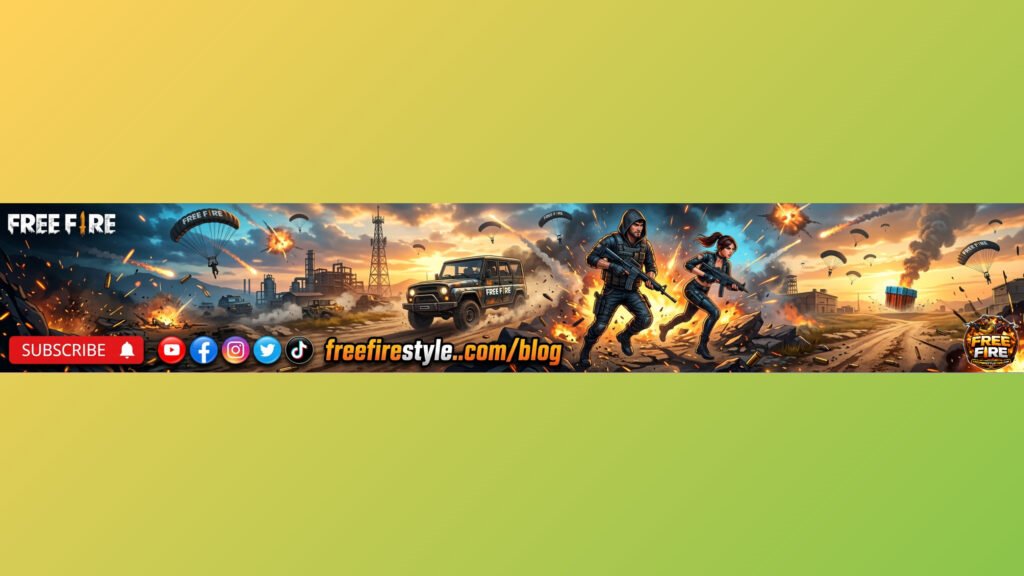 Dynamic Free Fire Gaming Banner Vector Illustration Design
