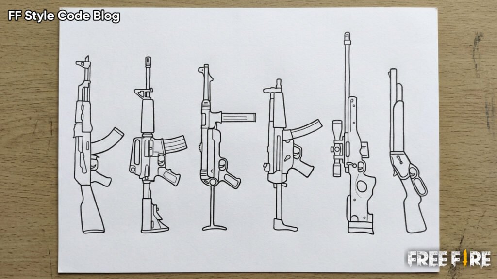 Easy Steps Free Fire Pencil Drawing For Kids