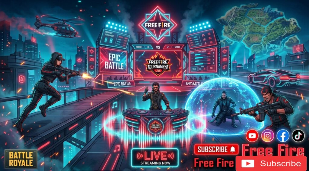 Epic Neon Free Fire Tournament Live Stream Banner