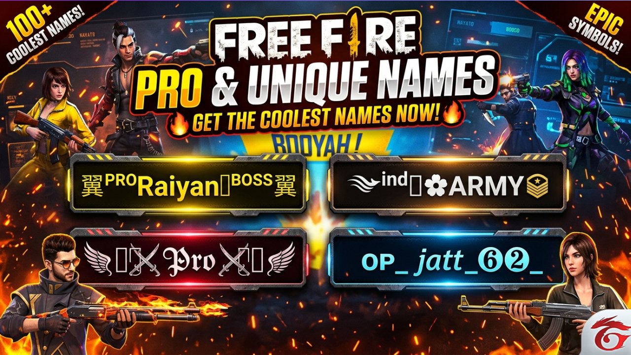 100+ Pro Player Names In Free Fire: With Symbols & Fonts