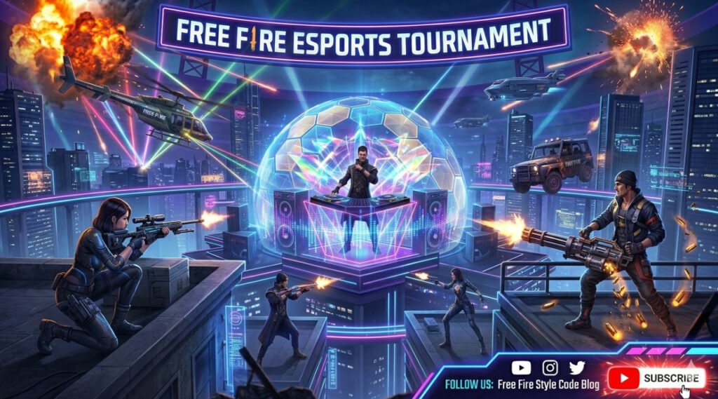 Glowing Neon Free Fire Esports Live Tournament Banner