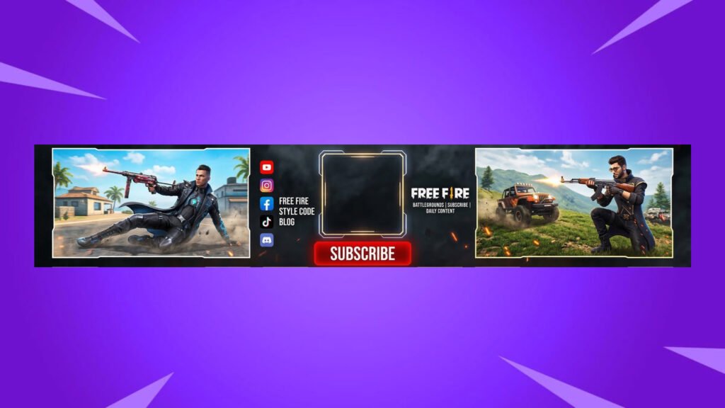 Modern Free Fire Gaming Channel Banner Design Template