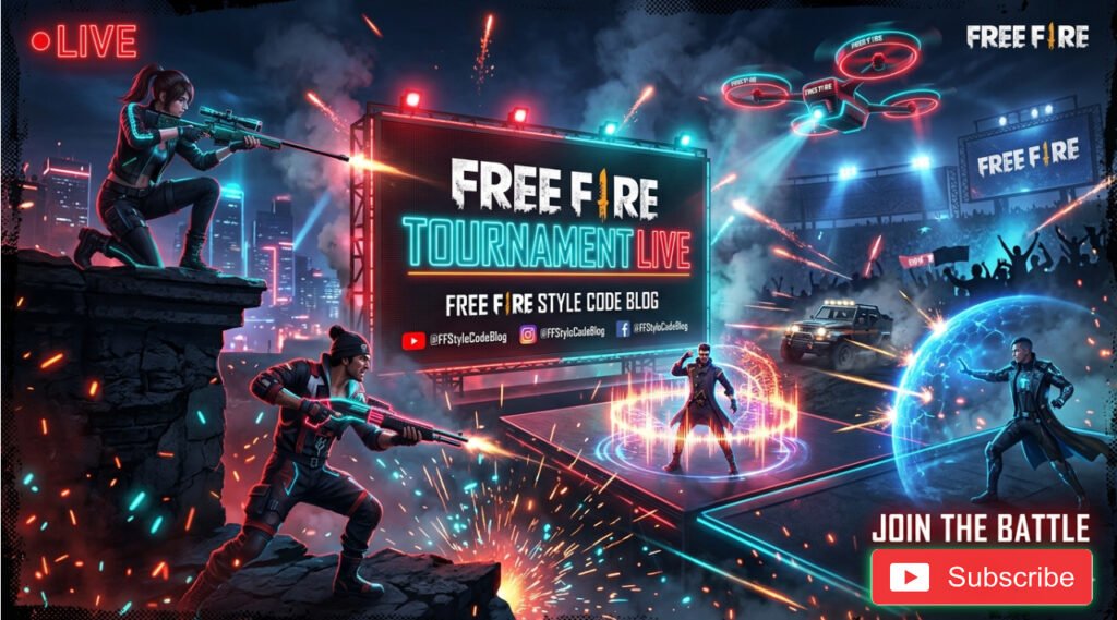 Neon Free Fire Tournament Live Gaming Banner