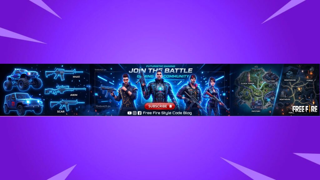 Professional Free Fire Gaming Banner Design For YouTube