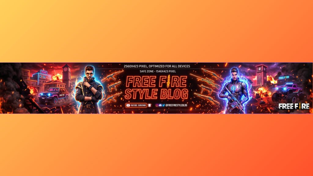 Stylish Free Fire YouTube gaming banner background