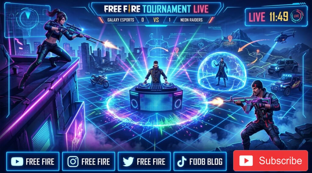 Ultimate Neon Free Fire Tournament Live Event Banner