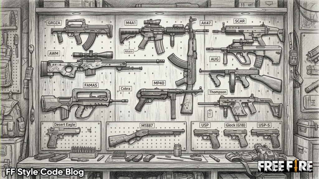 Unique Free Fire character drawing with dynamic pose