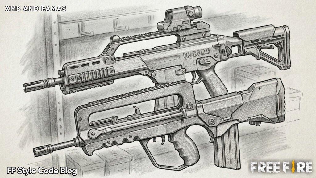XM8 and FAMAS rifles from Garena Free Fire