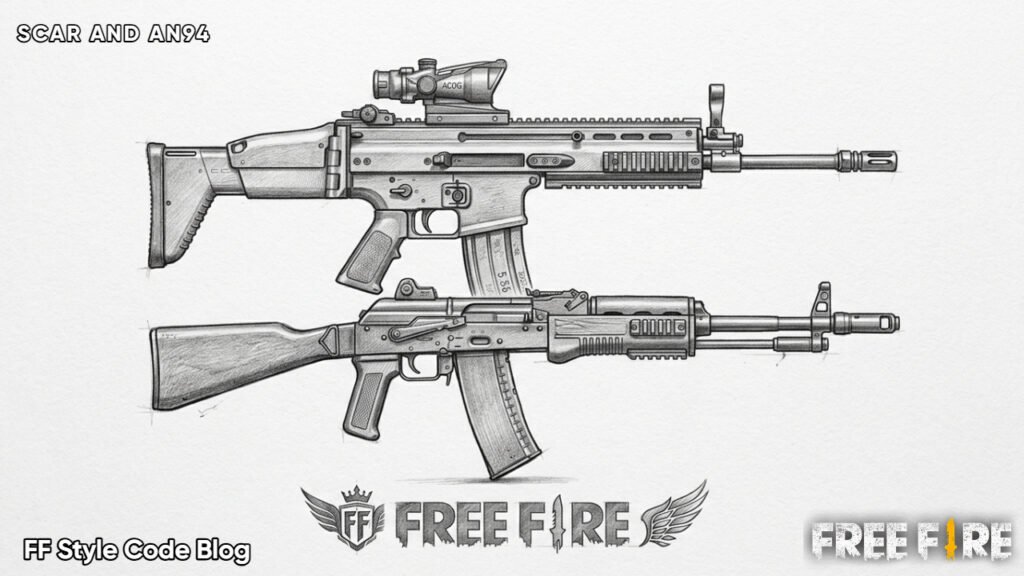 sketch of SCAR and AN94 guns