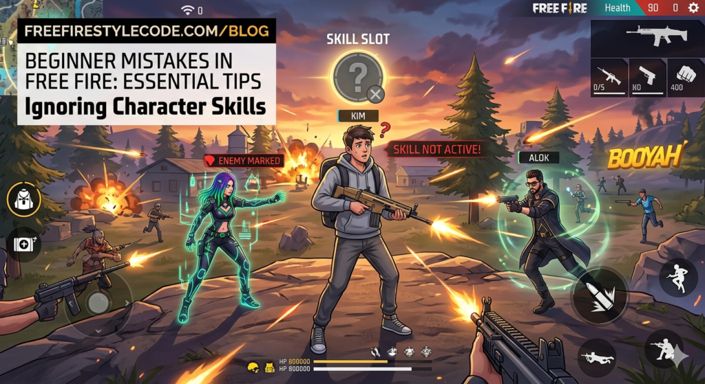 Free Fire character skills selection screen