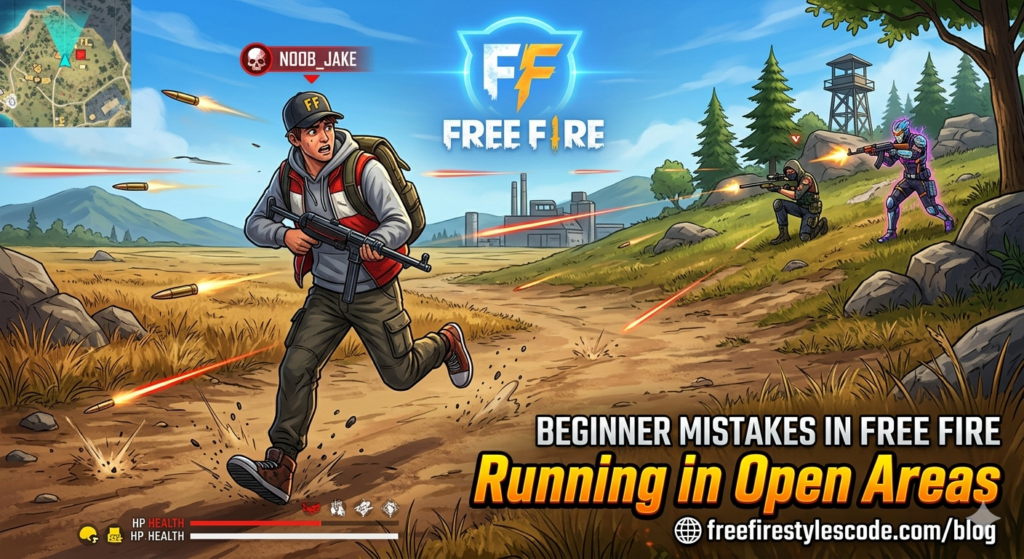 Free Fire player running in open area